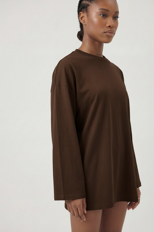 LONG TEE SHIRT - BROWN
